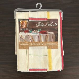 The Pioneer Woman Vintage Stripe 70” Round Tablecloth